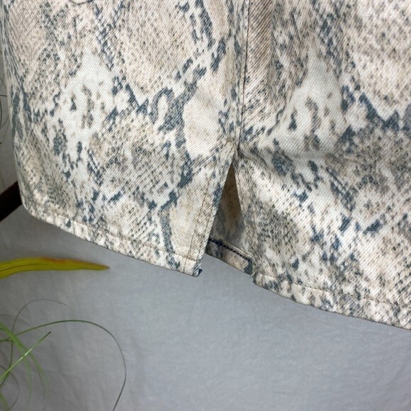 GRLFRND Alyssa Tan & Gray Python Snake Print Denim Mini Skirt 26 S - Picture 5 of 6